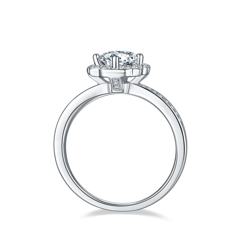 微镶海瑞S925银镀白金MoissaniteWomen's Ring1ctD级